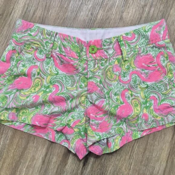 Lilly Pulitzer Pants - Lily Pulitzer Walsh Shorts Hot Wings Flamingos Size 2